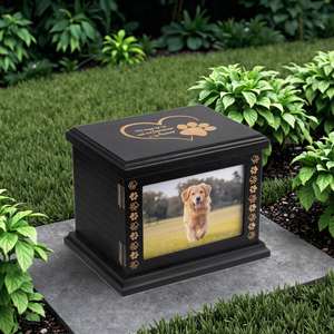 Modern El Yapımı Büyük Ahşap Evcil Hayvan Anıt Urnesi, Fotoğraf Çerçeveli Bambu Tabut, Köpek veya Kedi Külleri İçin Güvenli Saklama Kutusu - Product Image 4
