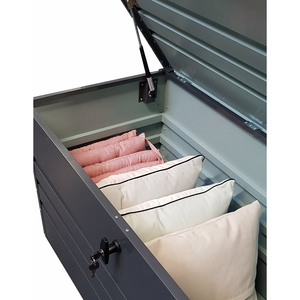 Caseta de Almacenamiento Exterior Pequeña de Hierro Forjado Personalizada, Caja Metálica para Patio con Sistema de Cierre para Ropa y Cojines - Product Image 6