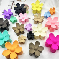 Grosir klip cakar rambut plastik warna polos 8cm klip cakar bunga desain Matte untuk wanita anak perempuan