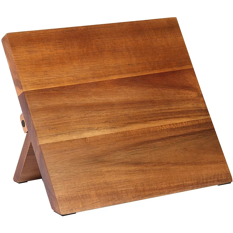 Лидер продаж Amazon, кухонный магнитный держатель для ножей из дерева акации, подставка для ножей