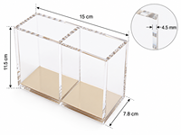 Porte-stylos en acrylique à double compartiment, organisateur de bureau, boîte de rangement pour crayons avec accents en cuivre, pour le bureau, la maison et l'école