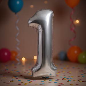 Party Love Silver Number 1 Foil Balloon 45cm <b>Birthday</b> Party <b>Decoration</b> - Product Image 2