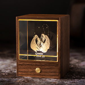 Luz de noche de <span class=keywords><strong>12</strong></span> Constelaciones personalizada creativa de madera maciza al por mayor con bola de cristal 3D artículo decorativo manualidad para regalo - Product Image 5