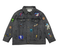 Veste en Denim Patchwork pour enfants, 3d, tissu dinosaure délavé en acide et 3d