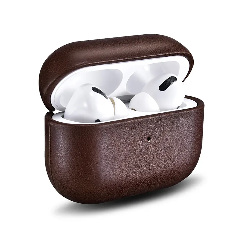 Funda protectora para auriculares, Funda de cuero genuino para AirPods Pro, Crazy Horse 100%