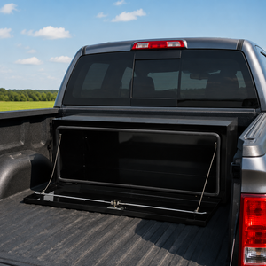 <b>Black</b> Steel Truck Tool Box Draw Box <b>Storage</b> Case with Metal Locking Latch for Outdoor Vehicle Use - Product Image 4