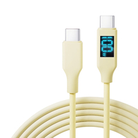 Câble USB-C vers USB-C en silicone 100W PD avec affichage numérique, synchronisation des données 480 Mbps, câble de charge rapide souple pour smartphone et ordinateur portable