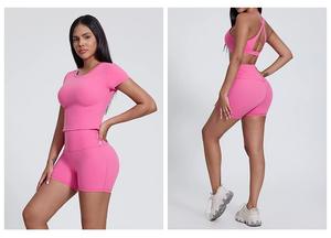 Short <span class=keywords><strong>de</strong></span> fitness taille haute pour femme Nude Peach Hip-Lifting Tight Fit Solid Pattern Outdoor Running Custom Logo Wholesale - Product Image 4