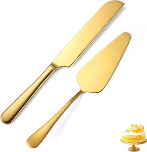 2-Piece Stainless Steel <b>Wedding</b> <b>Cake</b> Knife and Server Set with Eco-Friendly Reusable Design Gift <b>Box</b> Included for Parties - Product Image 1