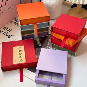 Hot bán đồ trang sức Pull-out hiển thị bao bì hộp biểu tượng tùy chỉnh Bông Tai Nhẫn dây chuyền chống bụi lưu trữ Hộp Quà Tặng bán buôn - Product Image 4