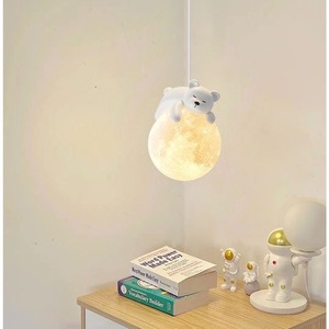 Lampe suspendue de chevet de style nordique à thème crème, design créatif de dessin animé d'animaux personnalisé pour garçons et filles, pour l'éclairage du couloir - Product Image 3