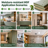 Premium Su Geçirmez Yeşil MDF Levha 12mm 15mm 18mm 20mm 25mm MR MDF Mobilya ve Dolap Üretimi için