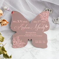 Elegante mariposa oro rosa acrílico invitación de fiesta de cumpleaños menú de boda estampado en caliente invitaciones de boda
