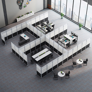 Muebles de oficina modulares modernos, cubículos de oficina altos, estación de trabajo de partición de madera, pared de partición de vidrio hecha en China para la escuela - Product Image 4