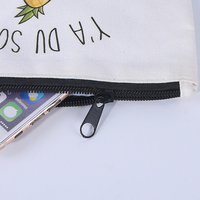 Pochette zippée en toile de coton réutilisable, portable et recyclable, motif lettres, personnalisable pour maquillage et cosmétiques