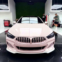 Film adhésif en vinyle PET effet fibre de carbone ultra brillant, rose pâle, résistant aux UV, en PVC, pour protection et changement de couleur de voiture