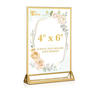Số lượng lớn giảm giá vàng Acrylic giữ dấu hiệu cho đám cưới Bảng Số-Thanh Lịch khung ảnh hiển thị đứng - Product Image 1