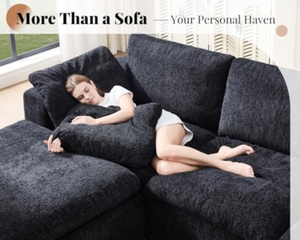 Sofá Seccional de Tela Estilo Escandinavo con Otomana, Tres Plazas, Espuma de Alta Densidad, Sellado al Vacío, Tamaño Estándar - Product Image 5