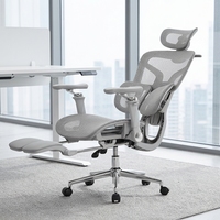 Chaise de bureau de direction de luxe avec cadre chromé, tissu gris, pivotante, pour bureau à domicile, appui-tête réglable 4D, accoudoirs 6D, rembourrage doux