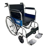 Médical 809 pliant portable tuyau en acier galvanisé manuel Commode fauteuil roulant