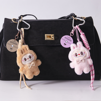 Porte-clés en peluche Bubu rose Kawaii, pendentif de dessin animé, écologique et durable, pour sac d'école, cadeau
