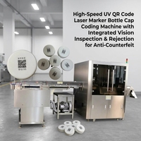 Marquage laser automatique haute vitesse UV pour codes QR sur bouchons de bouteilles, codage de codes QR, inspection visuelle intégrée, rejet et anti-contrefaçon