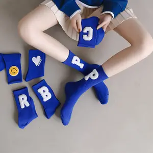 Lente Bovenkleding C Letter Sokken Vrouw Ins Trend Japans En Koreaans Net Rood Klein Blauw Mid-Tube Sokken Katoen