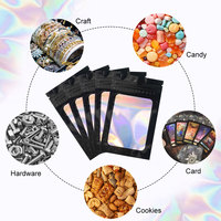 Bolsas Holográficas de Mylar con Cierre Zip Personalizadas, a Prueba de Humedad, para Empaque de Joyería, con Impresión de Logotipo Rosa, MOQ Bajo