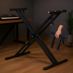 Support de clavier DJ KS 2X réglable en hauteur, support d'instrument de musique en métal pour une utilisation portable - Product Image 2