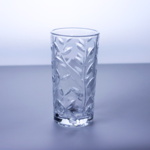 Leaf Embossed Cut Crystal Highball Glass, Elegant <strong>Gin</strong> <strong>Tonic</strong> Tumbler for Cocktails, Home <strong>Bar</strong> &amp; Gifting - Product Image 1