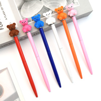 Stylo bille en métal Kawaii couleur bonbon avec capuchon ours, corps rose et orange brillant, personnalisable avec logo, pour filles, fournitures scolaires