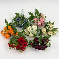 Bouquet de 7 roses artificielles en soie, fleurs artificielles pour la décoration de mariage et les arrangements floraux, vente en gros