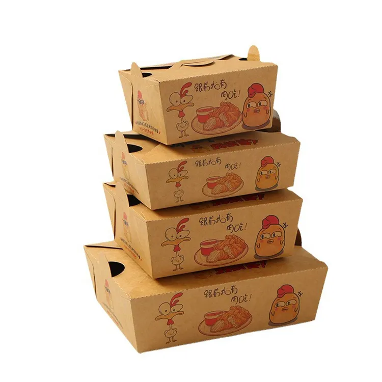 थोक फ्राइज़ बॉक्स पैकेजिंग चिकन चावल बॉक्स फास्ट फूड पेपर खाद्य कंटेनर ले जाएं