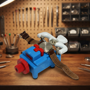 Outil rotatif en acier inoxydable bleu avec bouton rouge et sangle en cuir pour le polissage de bijoux et le bricolage - Product Image 5