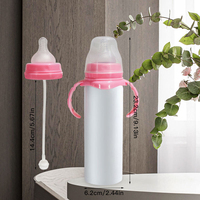 Bouteille à bec pour bébé et tout-petit, 8 oz (240 ml), blanche, à personnaliser par sublimation, garde les boissons chaudes et froides, avec tétine anti-colique