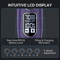 Shernbao PGC-680 5-in-1 Wiederaufladbarer Kunststoff-Tierhaarschneider Kabelloser Hundepflegetrimmer 5 Geschwindigkeiten 7000 U/min Intelligentes LCD-Display