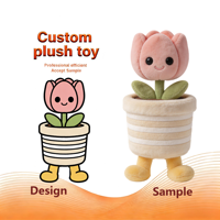 Boneka Plush Diskon Grosir Tanaman Pot Bunga Merah Musim Liburan Produsen Boneka Plushie Kustom