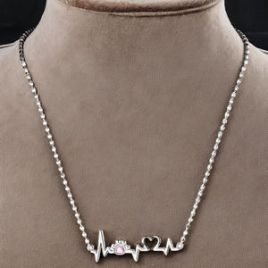 MULA <span class=keywords><strong>Collier</strong></span> de patte de chat d'amour ECG plaqué argent avec pendentif classique Chaîne à maillons Bijoux en alliage Cadeau de mariage Bracelet original - Product Image 4