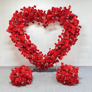 C-HA014 Arco Floreale a Forma di Cuore Artificiale all'Ingrosso, Sfondo con Rose, Arco a Cuore per Decorazioni Matrimoniali - Product Image 6