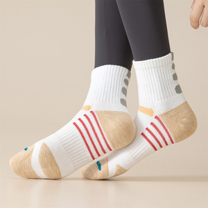 Athletic <b>Socks</b> Thickened Terry Sole For <b>Running</b> Basketball Badminton Tennis Purple Green White Black Navy Blue Gray Cotton - Product Image 4