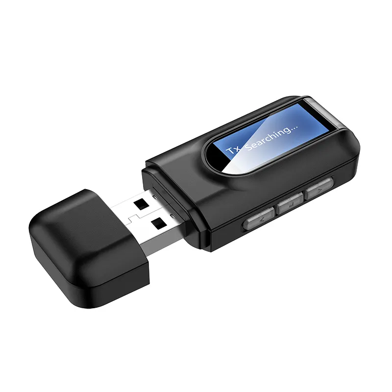 2022 HOT 2 in 1 USB Bluetooth Audio Dongle Wireless Transmitter Receiver Adapter with LCD for TV Car Amplifier Headset Speaker