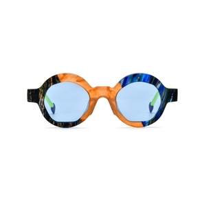 Lunettes de soleil ovales à monture intégrale, monture multicolore, verres miroir, protection UV 100%, style rétro unisexe pour adultes - Product Image 1