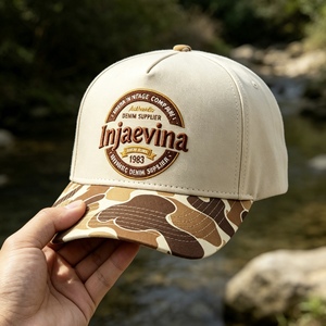 Custom Embroidery Hat Vintage <b>Camo</b> Brim Baseball <b>Cap</b> with Custom Embroidery Retro Style Adjustable Snapback Trucker Hat - Product Image 6