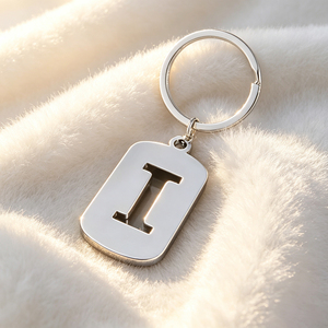 Stainless steel rectangle keychain Die cutting metal <b>key</b> <b>ring</b> Letter A keychain custom Printing metal <b>key</b> <b>ring</b> - Product Image 3