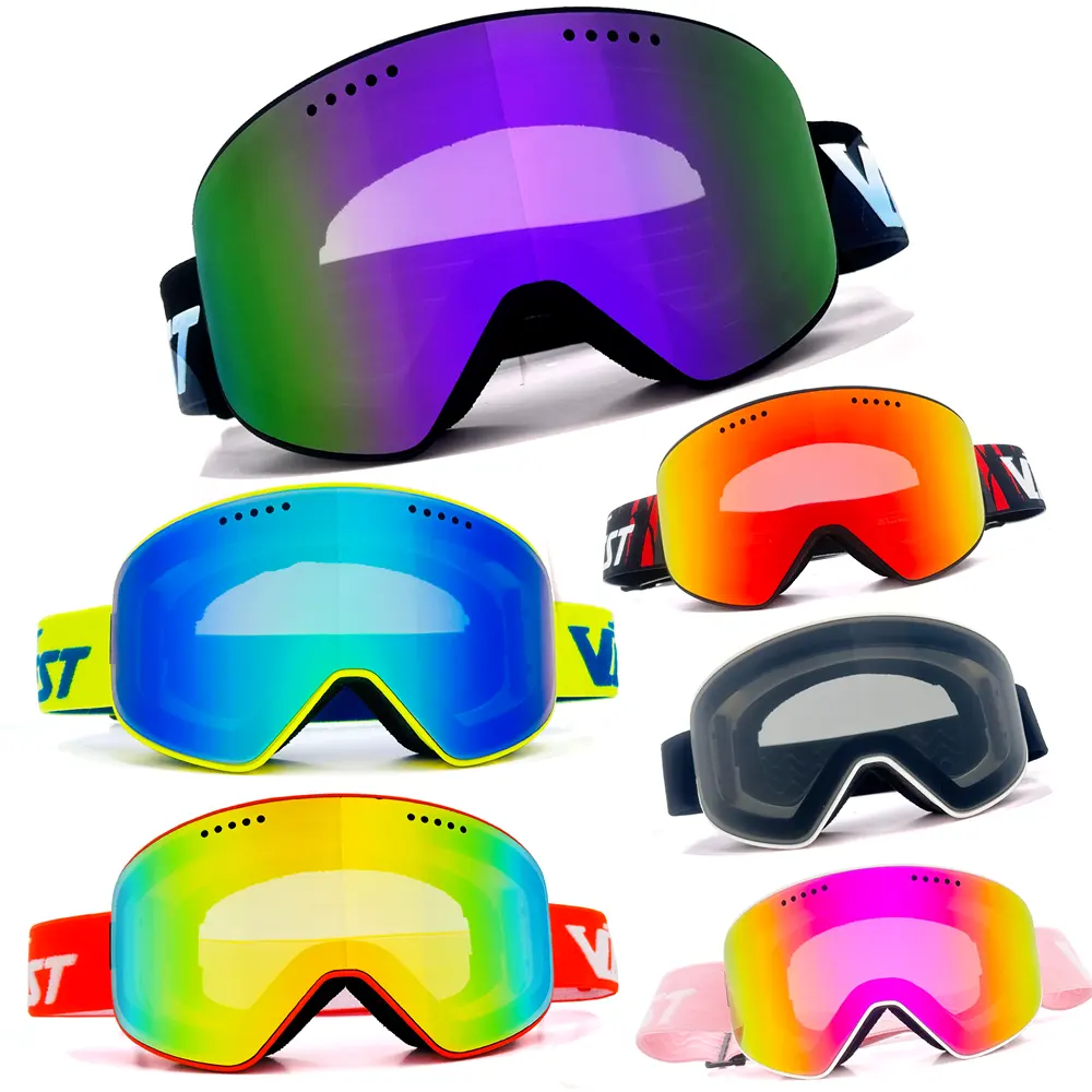 Lunettes de ski à lentilles interchangeables sans cadre Protection UV400 anti-buée Lunettes OTG Lunettes de snowboard sur mesure pour la neige en gros