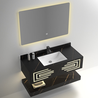 Meuble sous-vasque mural moderne en gros avec miroir intelligent, couleur et taille personnalisables pour projets de salle de bain, entrepôt et ferme