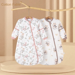 Saco de dormir para bebé 100% algodón Otoño Invierno manga desmontable grueso de una pieza edredón a prueba de golpes cálido transpirable cremallera - Product Image 1