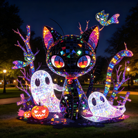 Lampe LED à piquet Iridescent Bat de haute qualité, étanche IP65, DC24V, blanc chaud, pour décoration extérieure de jardin et allée d'Halloween, en PET