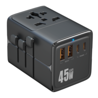 Cargador de Pared USB de 45W con 4 Tomas de Corriente, Adaptador de Viaje Universal con Clasificación para EE. UU., Reino Unido, Australia y la UE, 10A, 2 Puertos USB-A y 2 Puertos Tipo-C