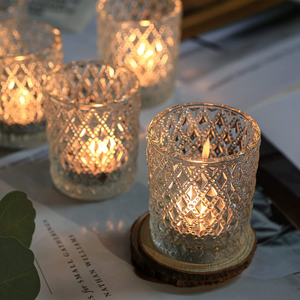 Portavelas de Vidrio Transparente con Relieve, Estilo Nórdico, Resistente al Calor, 3 oz, para Centro de Mesa de Boda - Product Image 4